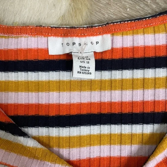 Topshop ribbed striped long sleeve top - Picture 2 of 4